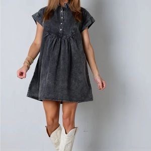 Entro black denim babydoll dress
